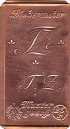 www.knopfparadies.de - TZ - Alte Stickschablone mit 2 zarten Monogrammen