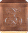 TZ - Hübsche alte Kupfer Schablone mit 3 Monogramm-Ausführungen