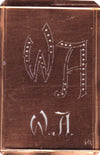 WA - Interessante alte Kupfer-Schablone zum Sticken von Monogrammen