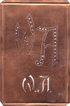 WA - Interessante alte Kupfer-Schablone zum Sticken von Monogrammen