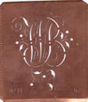 WB - Alte Schablone aus Kupferblech mit klassischem verschlungenem Monogramm 