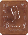 WB - Alte Kupferschablone mit 7 verschiedenen Monogrammen