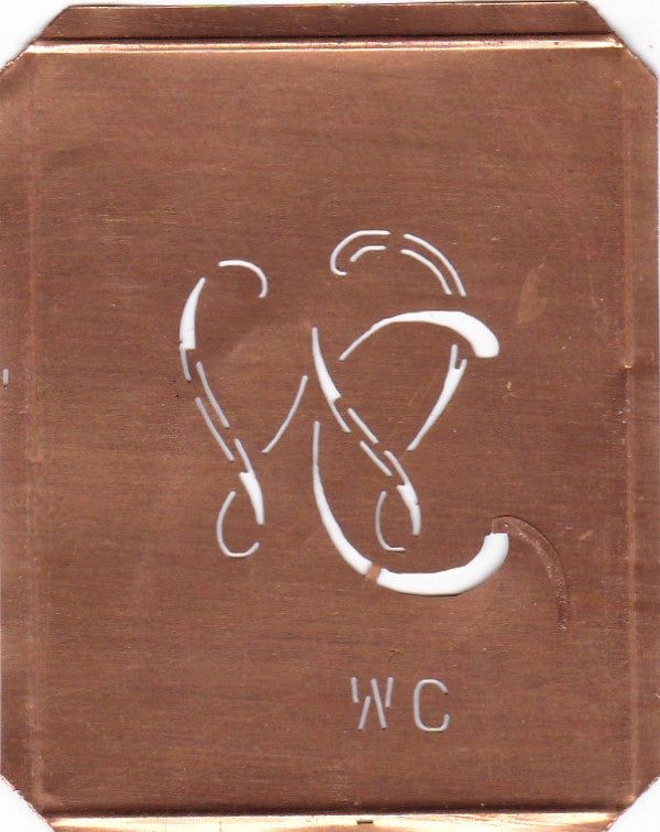 WC - 90 Jahre alte Stickschablone für hübsche Handarbeits Monogramme