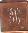 WE - Hübsche alte Kupfer Schablone mit 3 Monogramm-Ausführungen