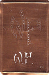 WF - Interessante alte Kupfer-Schablone zum Sticken von Monogrammen