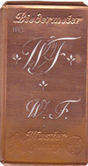 www.knopfparadies.de - WF - Alte Stickschablone mit 2 zarten Monogrammen