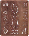 WH - Uralte Monogrammschablone aus Kupferblech