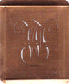 WJ - Hübsche alte Kupfer Schablone mit 3 Monogramm-Ausführungen