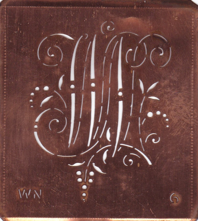 WN - Interessante Monogrammschablone aus Kupferblech