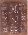 WN - Uralte Monogrammschablone aus Kupferblech
