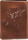 WN - Seltene Stickvorlage - Uralte Wäscheschablone mit Wappen - Medaillon