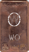 WO - Kleine Monogramm-Schablone in Jugendstil-Schrift