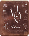 WO - Alte Kupferschablone mit 7 verschiedenen Monogrammen