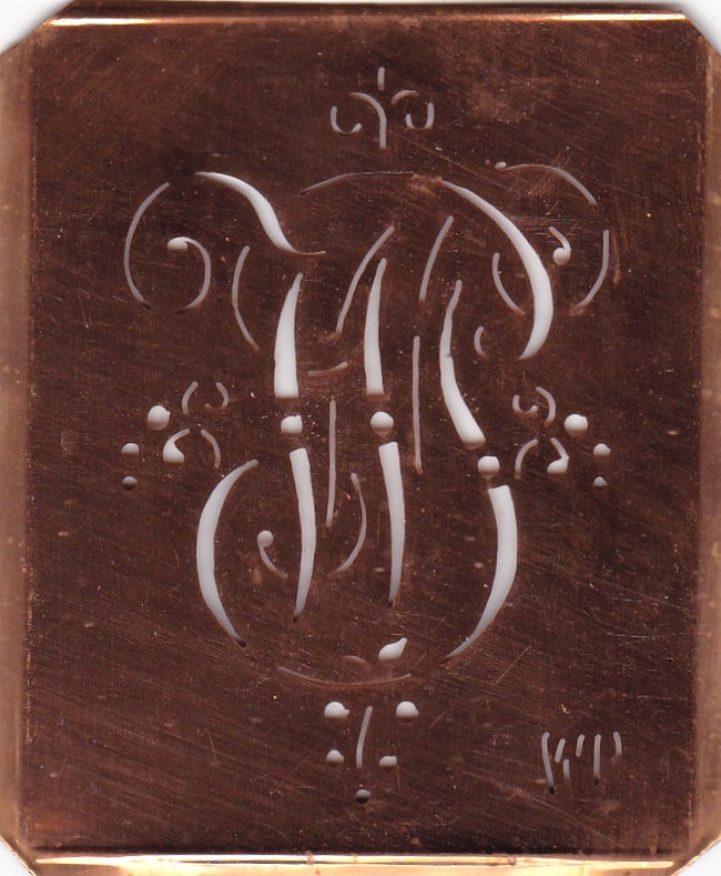 WP - Antiquität aus Kupferblech zum Sticken von Monogrammen und mehr