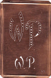 WP - Interessante alte Kupfer-Schablone zum Sticken von Monogrammen