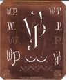 WP - Alte Kupferschablone mit 7 verschiedenen Monogrammen