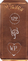 WP - Hübsche alte Kupfer Schablone mit 3 Monogramm-Ausführungen