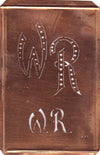 WR - Interessante alte Kupfer-Schablone zum Sticken von Monogrammen