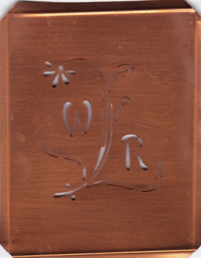 WR - Hübsche, verspielte Monogramm Schablone Blumenumrandung