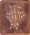WT - Alte Schablone aus Kupferblech mit klassischem verschlungenem Monogramm 