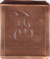 WT - Hübsche alte Kupfer Schablone mit 3 Monogramm-Ausführungen