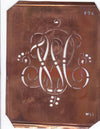 WU - Alte Monogramm Schablone mit Schnörkeln
