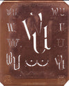 WU - Alte Kupferschablone mit 7 verschiedenen Monogrammen