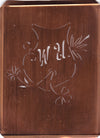 WU - Seltene Stickvorlage - Uralte Wäscheschablone mit Wappen - Medaillon