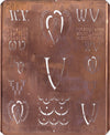 WV - Uralte Monogrammschablone aus Kupferblech