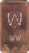 WW - Kleine Monogramm-Schablone in Jugendstil-Schrift