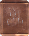 WW - Hübsche alte Kupfer Schablone mit 3 Monogramm-Ausführungen