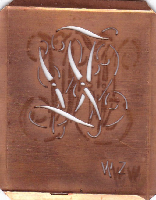 WZ - Uralte Monogramm Schablone zum Sticken
