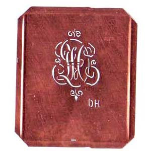 DH - Kupferschablone mit kleinem verschlungenem Monogramm