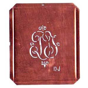 DJ - Kupferschablone mit kleinem verschlungenem Monogramm