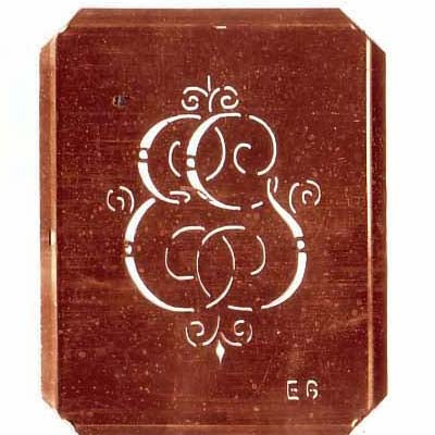 EG - Schöne alte, verschlungene Monogramm Schablone