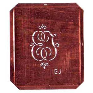 EJ - Kupferschablone mit kleinem verschlungenem Monogramm