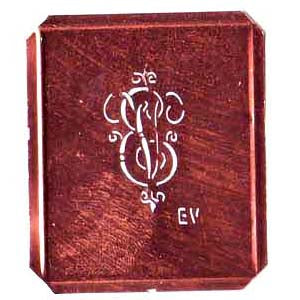 EV - Kupferschablone mit kleinem verschlungenem Monogramm