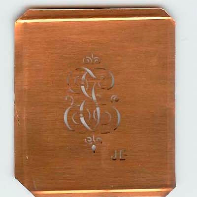 JE - Kupferschablone mit kleinem verschlungenem Monogramm