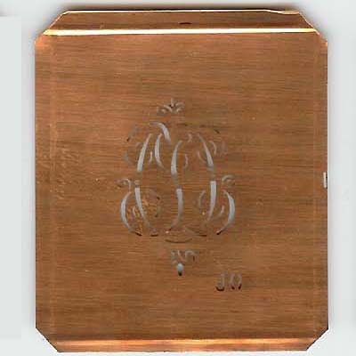 JO - Kupferschablone mit kleinem verschlungenem Monogramm