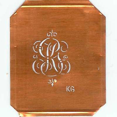 KG - Kupferschablone mit kleinem verschlungenem Monogramm