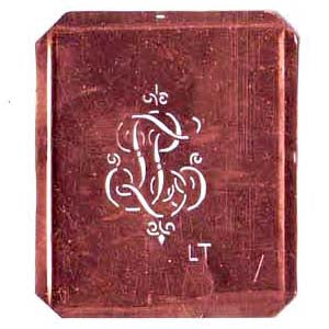 LT - Kupferschablone mit kleinem verschlungenem Monogramm
