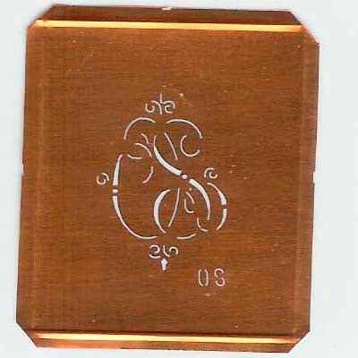 OS - Kupferschablone mit kleinem verschlungenem Monogramm