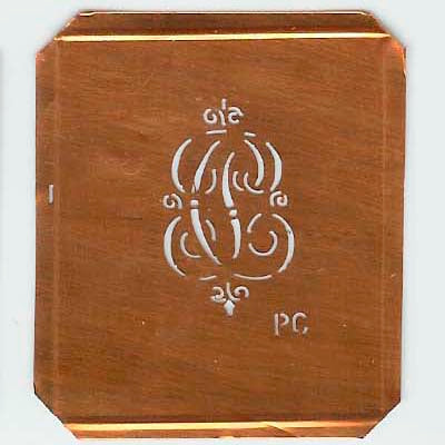 PC - Kupferschablone mit kleinem verschlungenem Monogramm