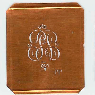 PP - Kupferschablone mit kleinem verschlungenem Monogramm