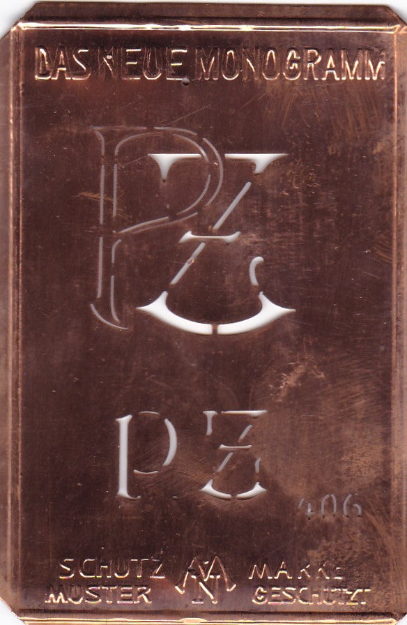 PZ - Alte Jugendstil Monogrammschablone