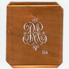 RA - Kupferschablone mit kleinem verschlungenem Monogramm