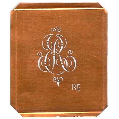 RE - Kupferschablone mit kleinem verschlungenem Monogramm