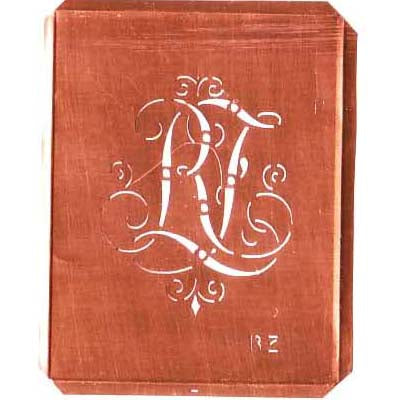 RZ - Schöne alte, verschlungene Monogramm Schablone