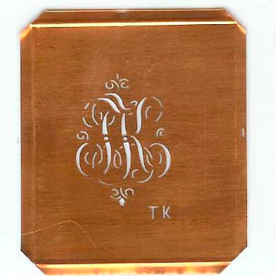 TK - Kupferschablone mit kleinem verschlungenem Monogramm
