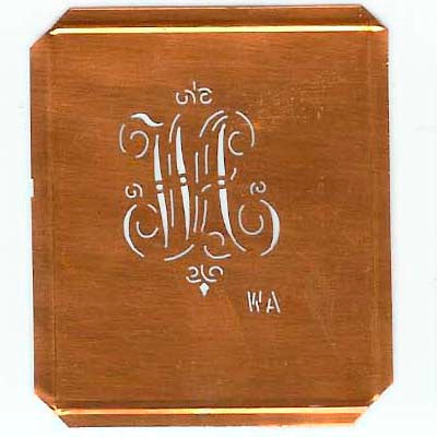 WA - Kupferschablone mit kleinem verschlungenem Monogramm
